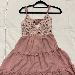 Pink open back short dress